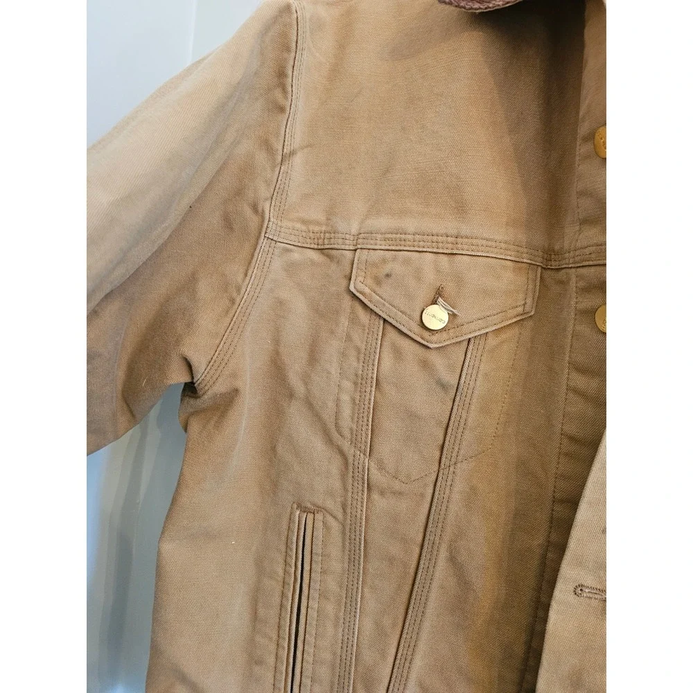 90s USA Vintage distressed Carhartt Tan Unlined Duck Trucker Jacket‎ Grunge y2k